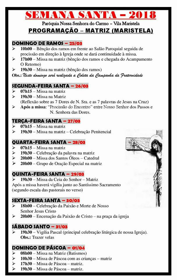 programação semana santa 2018